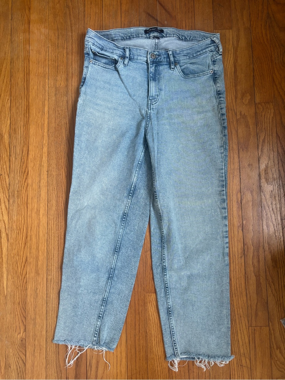 Calvin Klein High Rise Cropped Light Wash Jeans